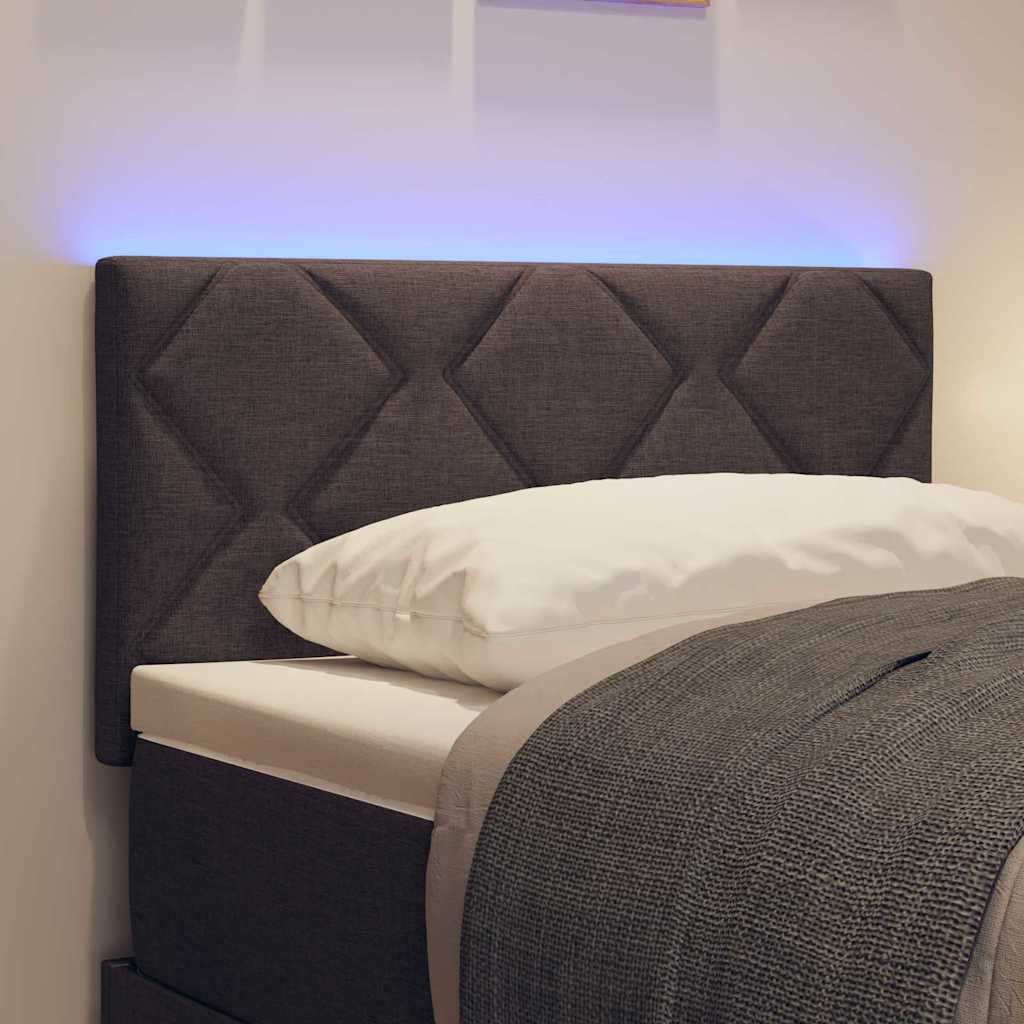 Headboard with LED Strip Lights Adjustable Brown 80 cm Fabric
